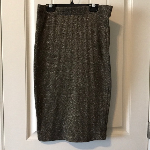 SWEET CLAIRE SPARKLING BROWN/GOLD PENCIL SKIRT - Picture 1 of 3